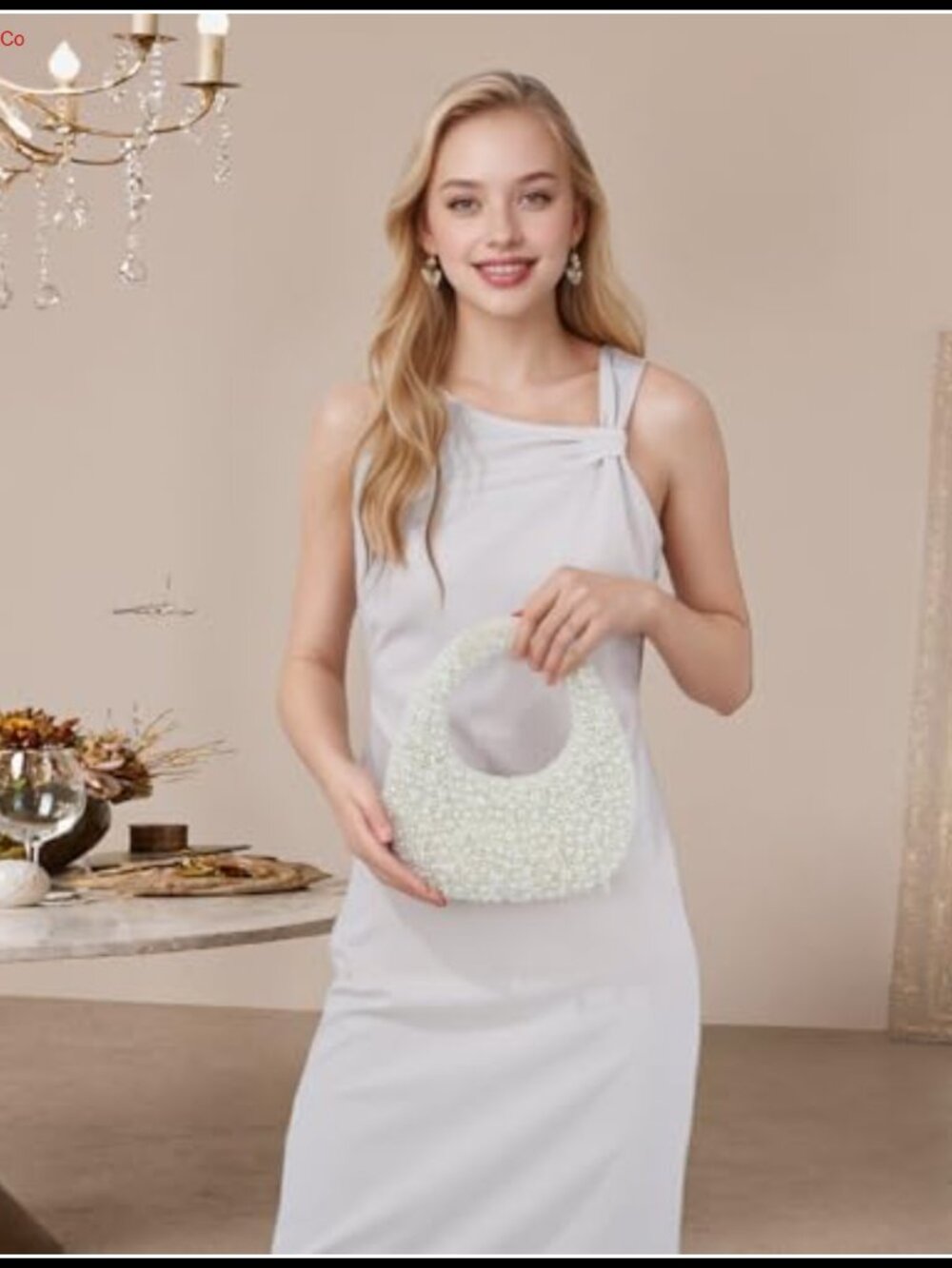 Pearl Beaded Clutch Purse Mini Evening Bag Formal Party Wedding Bridal - Picture 5 of 6